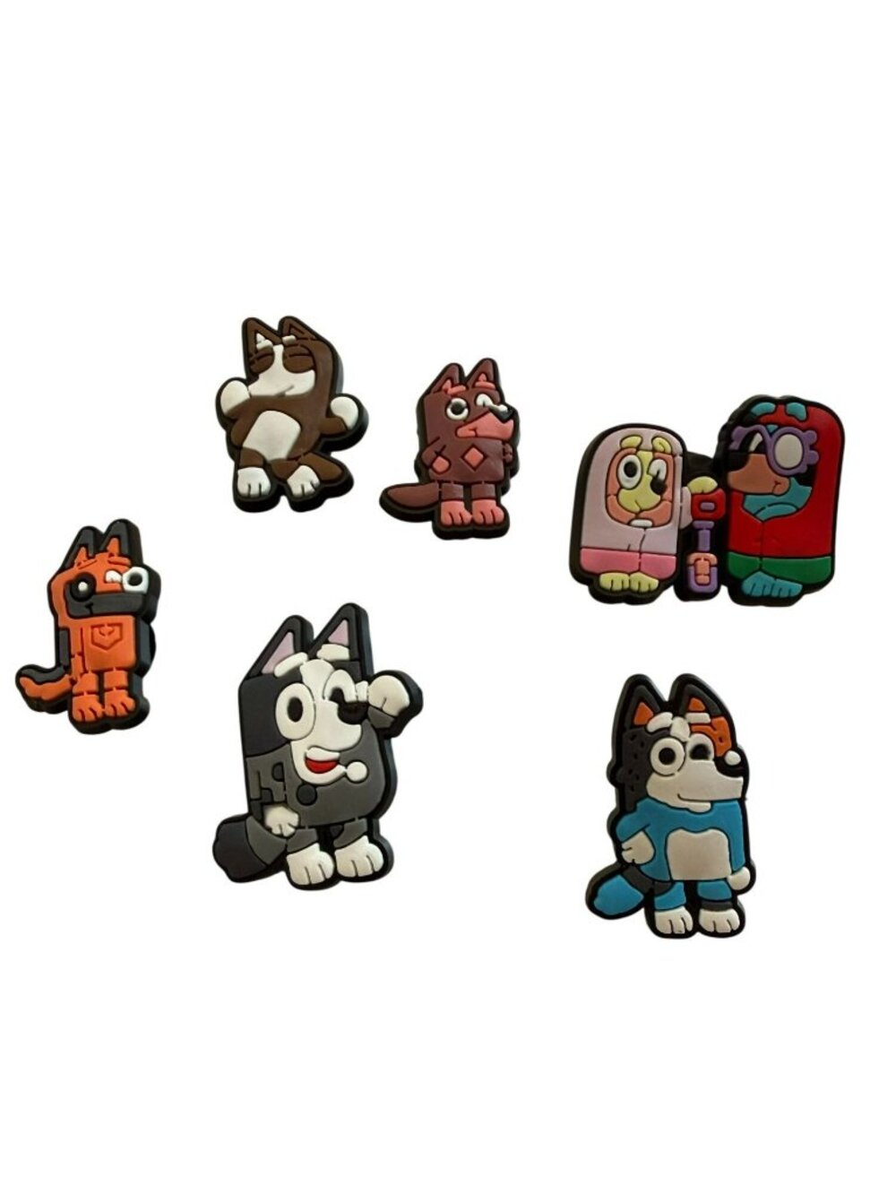 Bluey-Themed Shoe Charms Set Of 6 Cartoon Characters Accessories For Kids